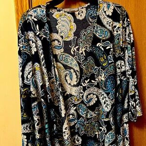 Quarter sleeve dress, multi colored blue dress